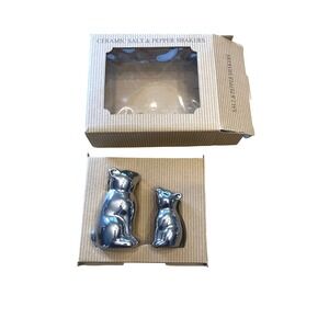 Ceramic Bears Metallic Salt And Pepper Shaker Set Holiday‎ Decor Christmas